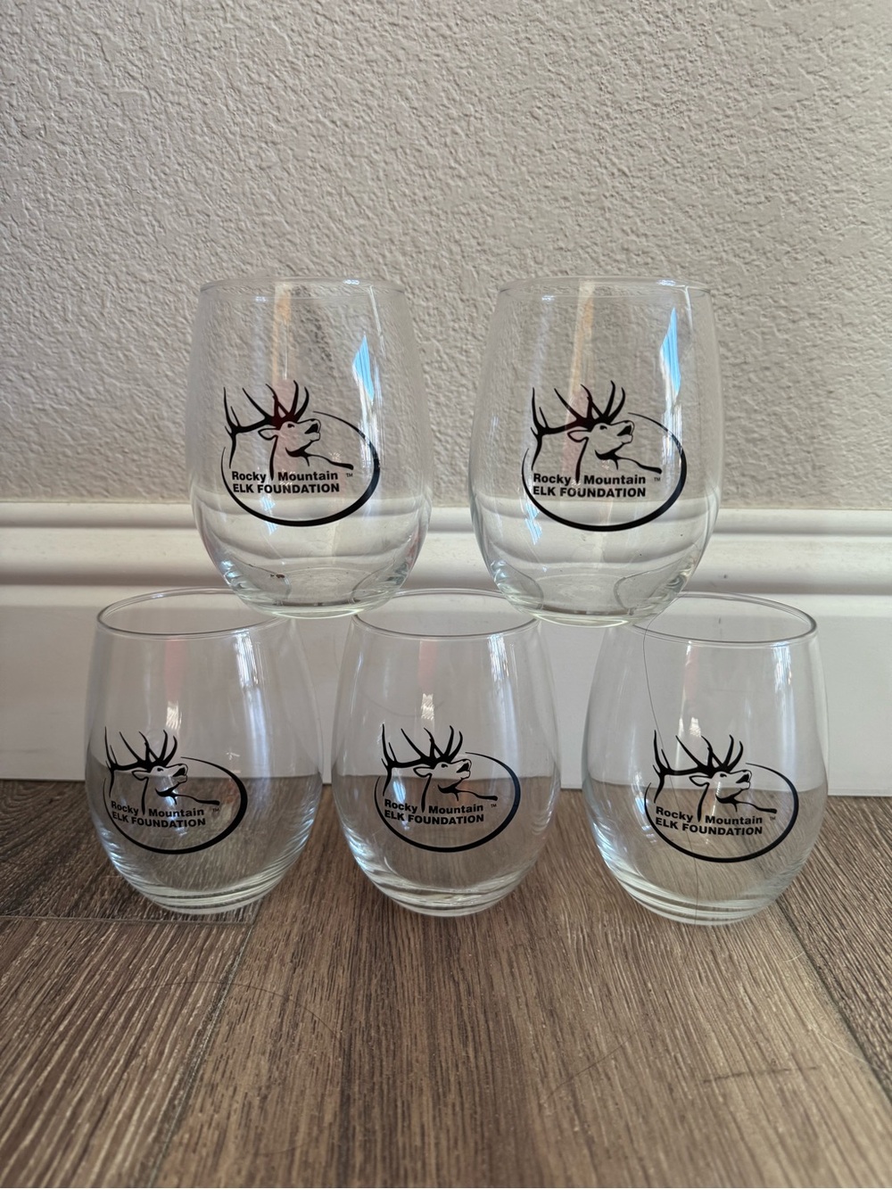 Rocky Mountain Elk Foundation Stemless Wine Glasses, Set of 5
